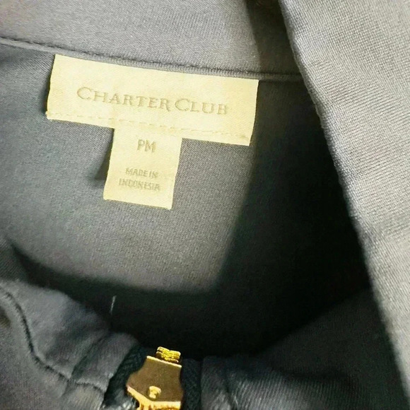 Charter club NWT Slate Blue Equestrian Print Zip Up Jacket Size Petite Medium - Picture 6 of 6